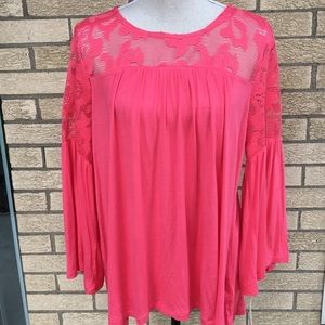 Boho top w/ bell sleeves, L